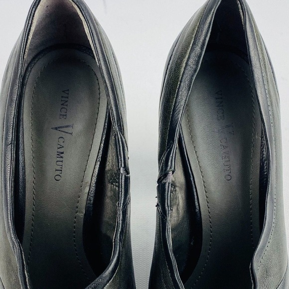 Womens 8B Vince Camuto Godiva Pump Dark‎ Gray Leather Peep Toe 4" High Heels - Picture 10 of 10